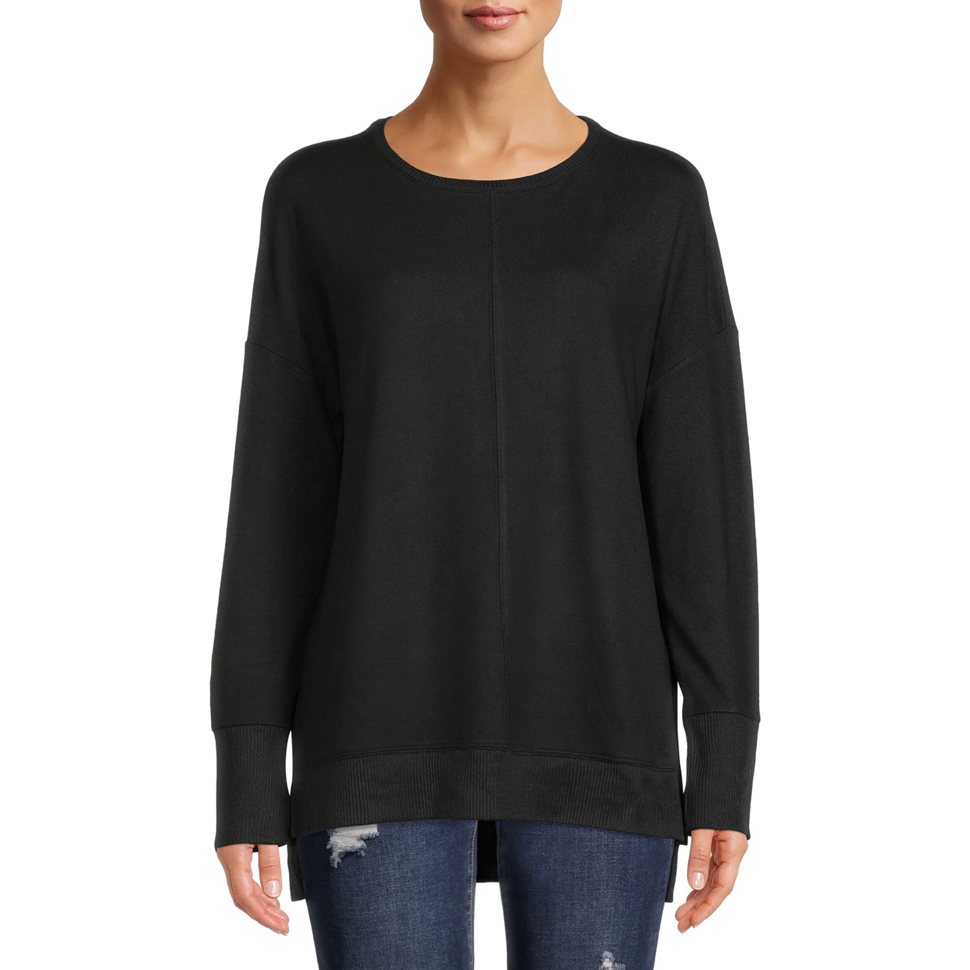 Time and Tru Women's Hacci Crew Neck Tunic | Walmart (US)