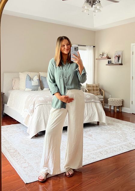 Casual ootd - 22 weeks pregnant 


maternity style, bump friendly, linen pant, button up top, spring outfit

#LTKbump #LTKstyletip