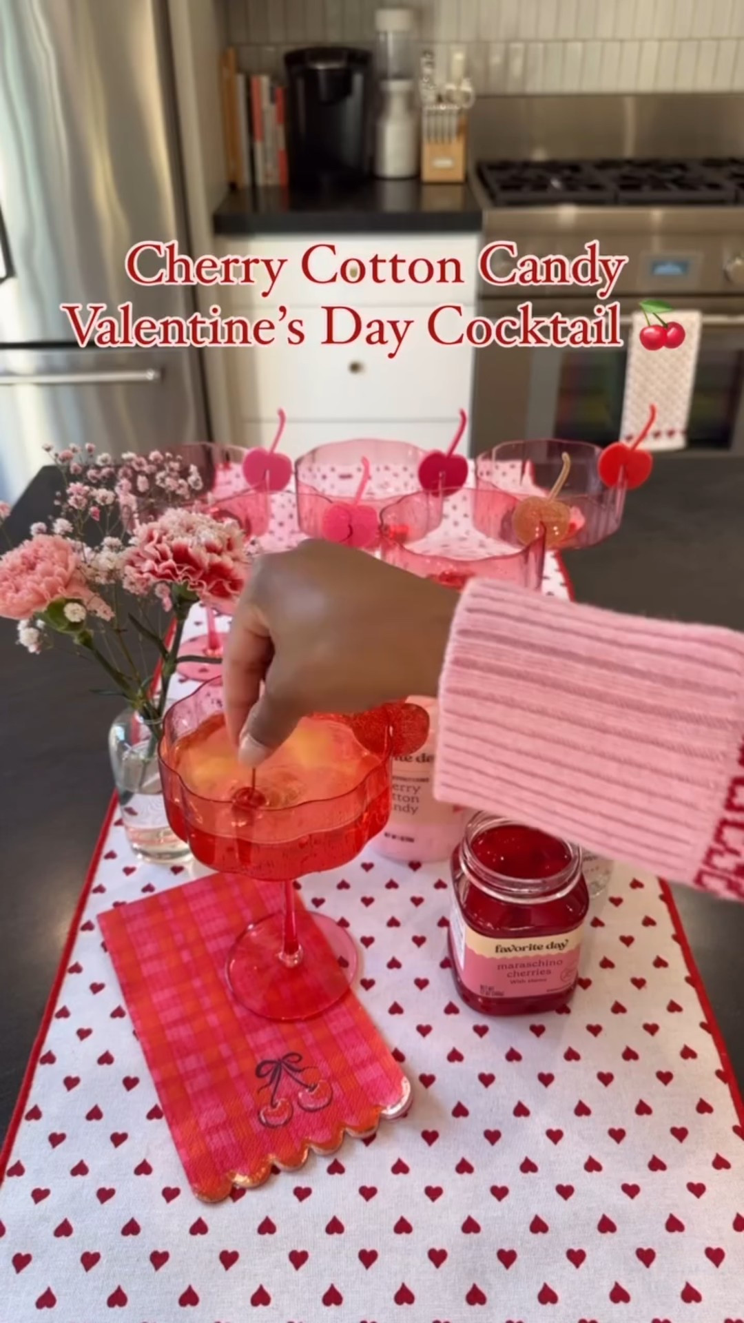 Cherry Cotton Candy Valentine’s Day Cocktail 🍒

This cocktail is super easy to make! All you need are three ingredients.

1. Cherry Cotton Candy
2. Maraschino Cherries
3. Italian Rosé Sparkling Wine 

You can also finish the drink with edible glitter ✨ 

#valentineday #valentinesdaycocktail #vday #cottoncandycocktail #cherrycocktail #cherry 

#LTKHome #LTKfoodie #LTKValentine