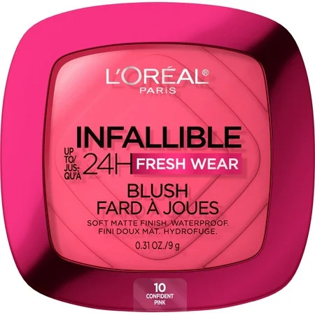 L Oreal Paris Infallible Up to 24H Fresh Wear Soft Matte Blush Blendable Long-Lasting and Waterproof Cheek Make Up Confident Pink 10 0.31 Oz C9 | Walmart (US)