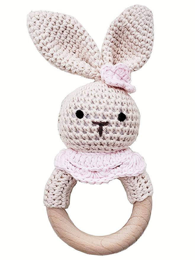 Natural Crochet Teether Toy Rattle for Baby Forest Friends Handmade Amigurumi Crochet Bunny Deer ... | Amazon (US)