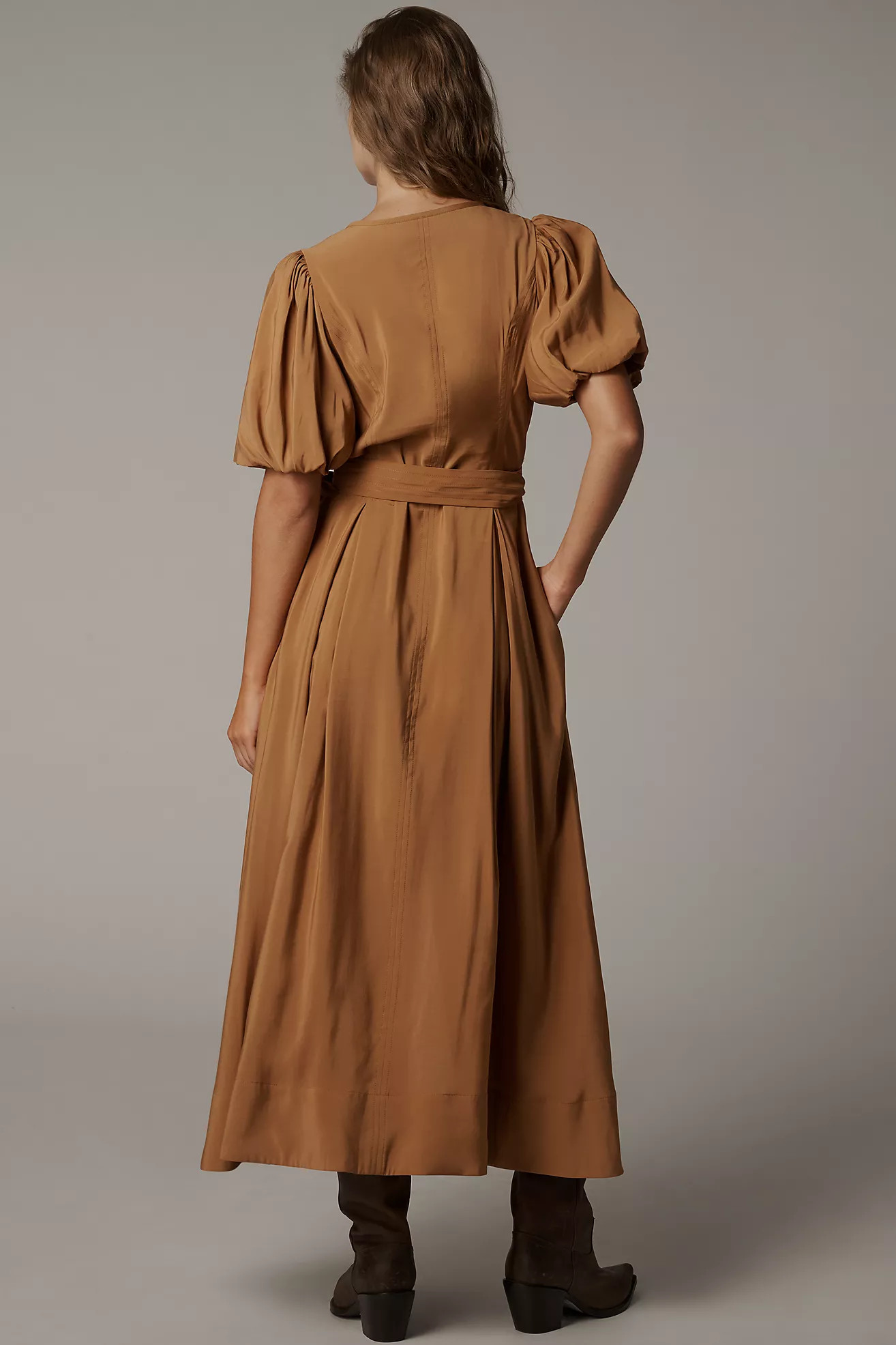 English Factory Short-Sleeve Tie-Waist Midi Dress | Anthropologie (US)