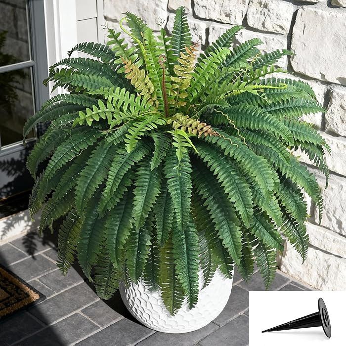 48in 96 Leaves Large Fake Ferns, 1Pcs Outdoor Faux Plants UV Resistant Artificial Plants Outdoor,... | Amazon (US)