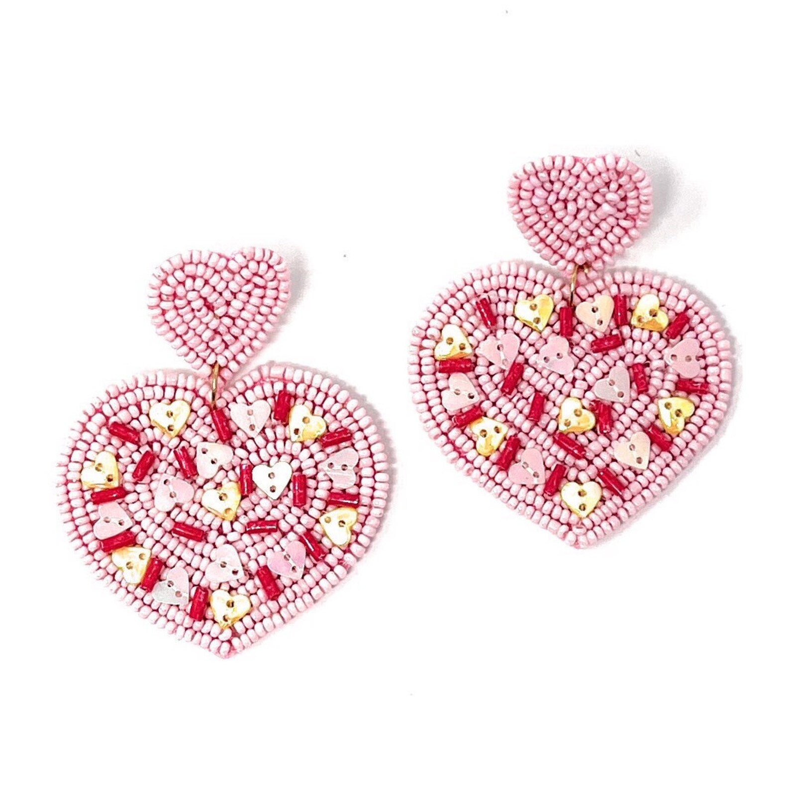 Valentines Beaded Earrings Red Heart Earrings Hearts - Etsy | Etsy (US)
