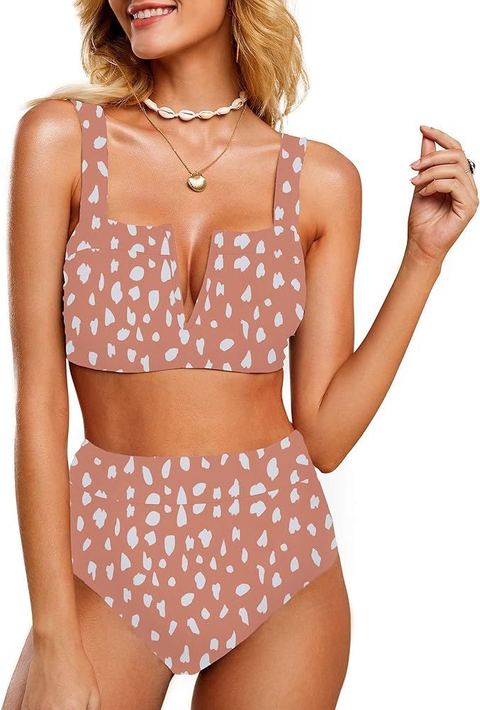 Tutorutor Womens High Waisted Cheetah Leopard Printed Swimsuits Bikini Sexy Padded Push Up V Wire... | Amazon (US)