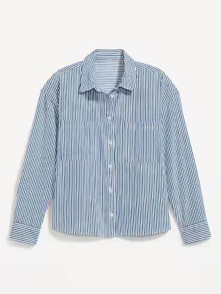 Striped Cropped Utility Boyfriend Shirt for Women | Old Navy (US)