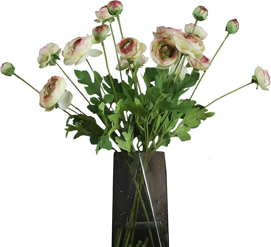 Artificial Silk Flowers Persian Buttercup Bicolor Ranunculus Flower 5 Pcs,Suitable for core Decor... | Amazon (US)