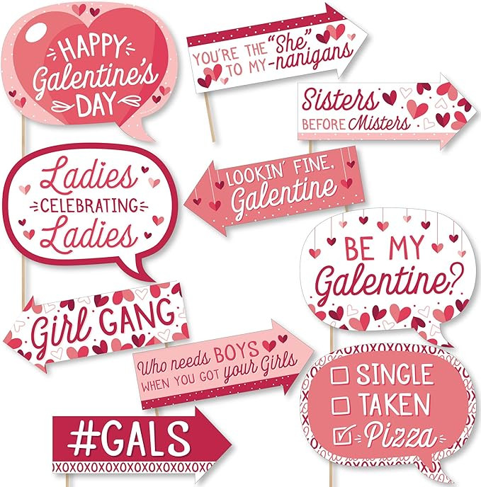 Big Dot of Happiness Funny Happy Galentine’s Day - Valentine’s Day Party Photo Booth Props Ki... | Amazon (US)