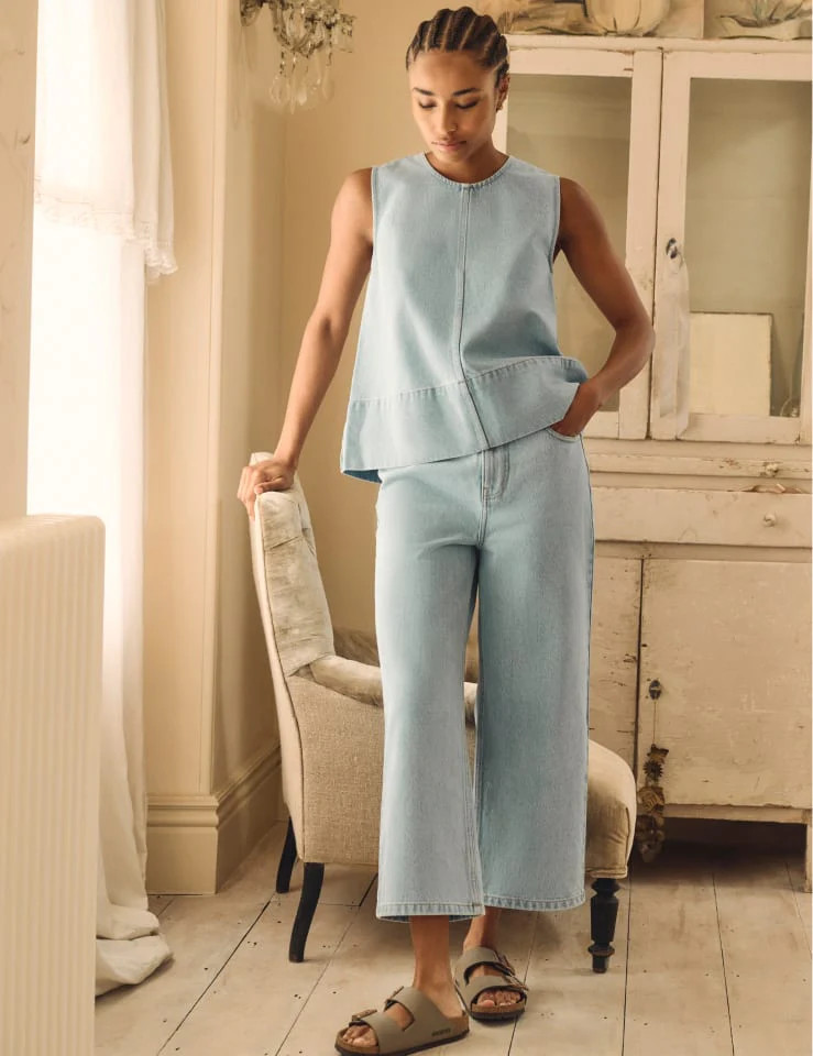 Blue Light Wash Cropped Denim High Rise Wide Leg Jeans
  

  
    £59.00 | Nobody's Child