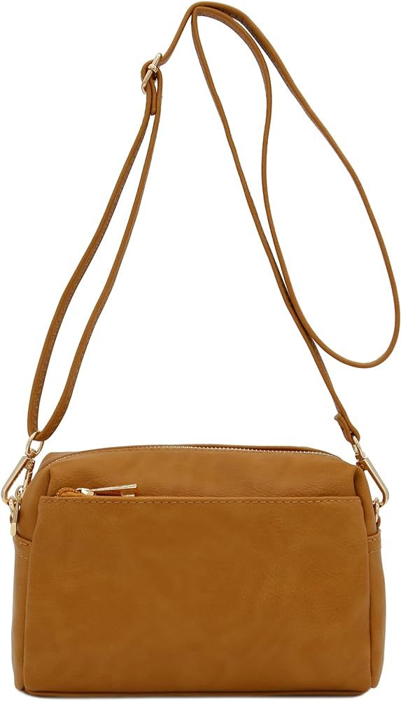 FashionPuzzle Triple Zip Small Crossbody Bag | Amazon (US)