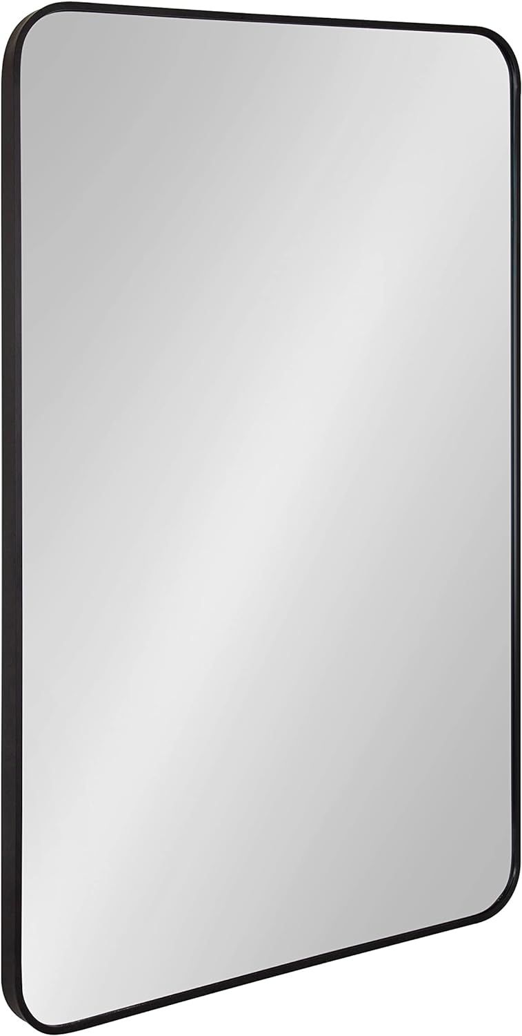 Kate and Laurel Zayda Radius Rectangle Wall Mirror, 20 x 30, Black, Metal Framed Minimalist Recta... | Amazon (US)