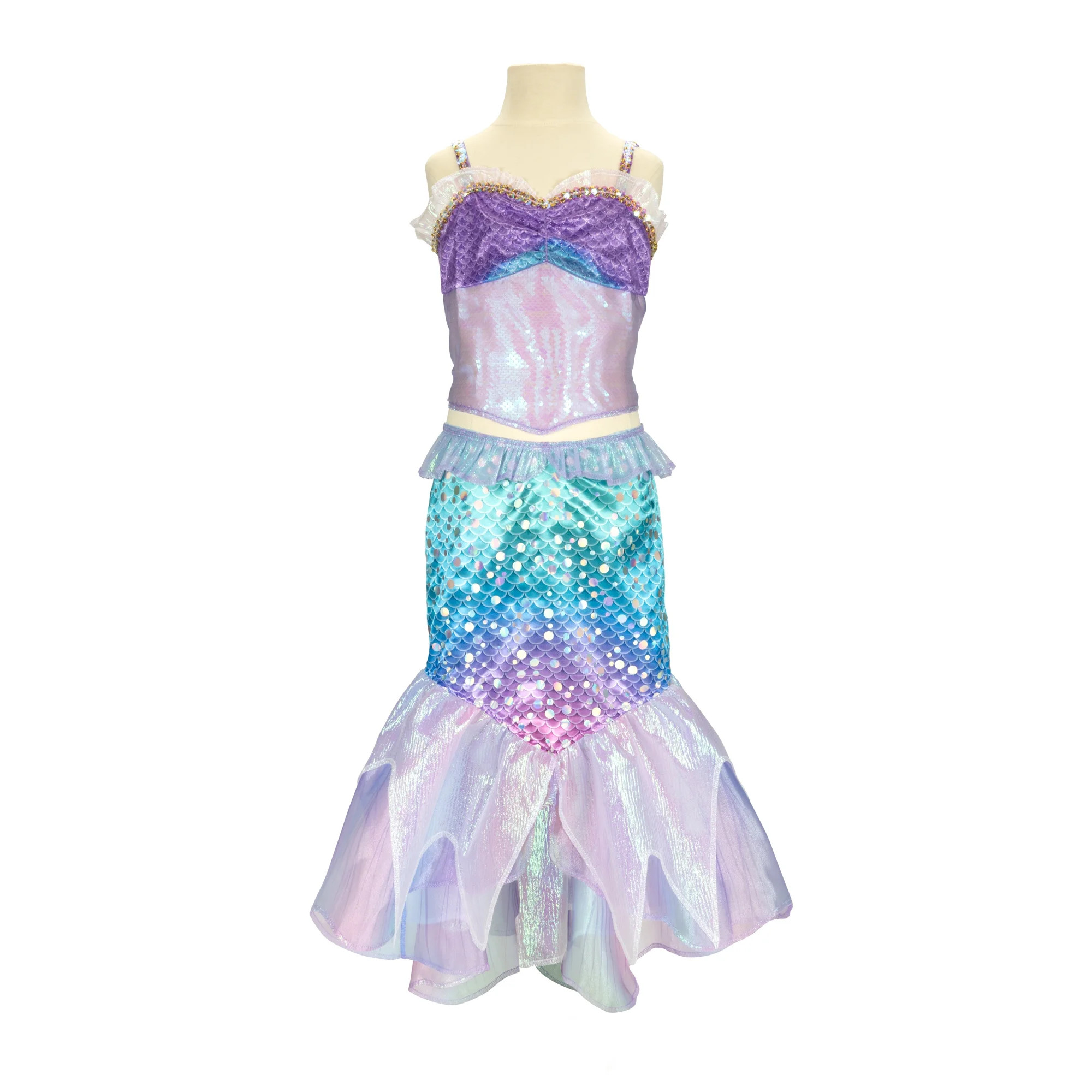 Disney Little Mermaid Ariel Two Piece Mermaid Deluxe Multicolored Fashion Dress Inspired by the M... | Walmart (US)