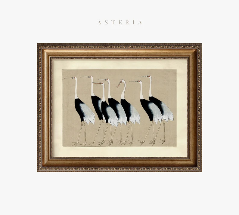 Framed Vintage Birds Print, Ogata Korin Carane Wall Art, Vintage Japanese Art Framed, Antique ill... | Etsy (US)