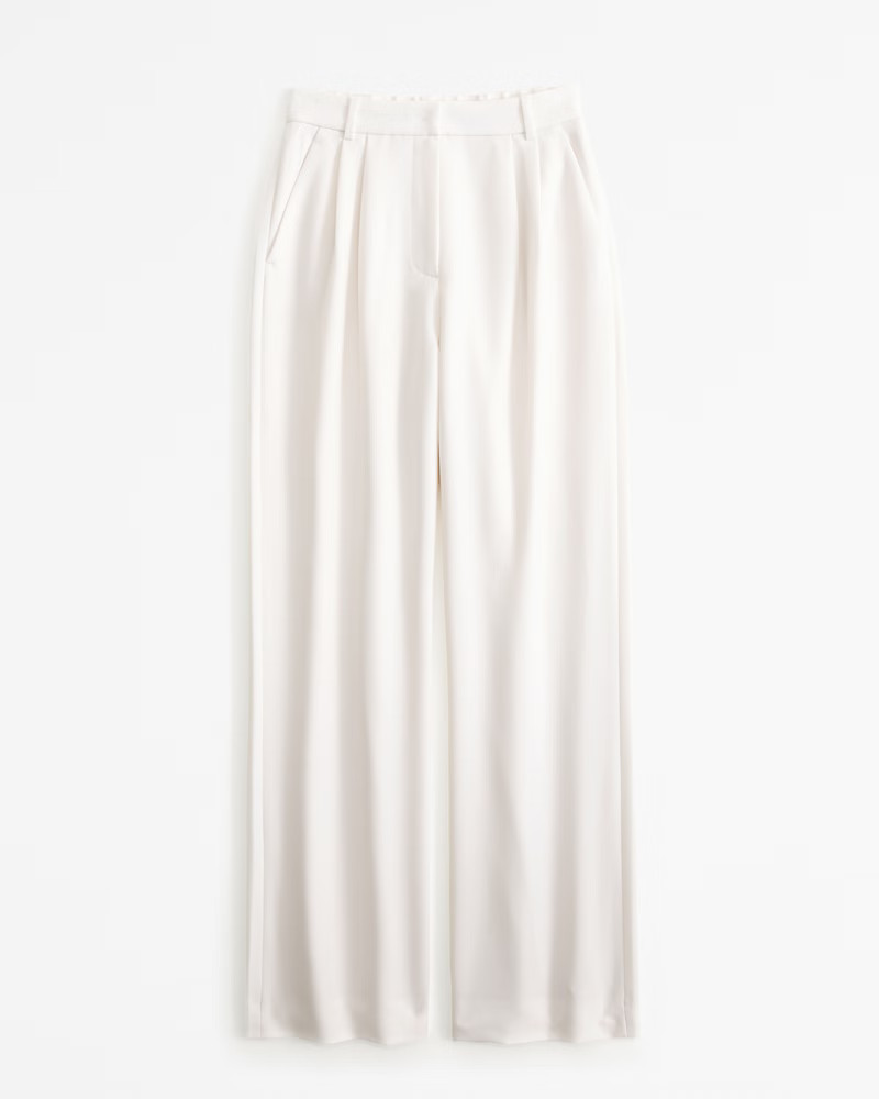Abercrombie & Fitch Women's Curve Love A&F Sloane Tailored Wide Leg Pant in Cream - Size 36 SHORT | Abercrombie & Fitch (US)