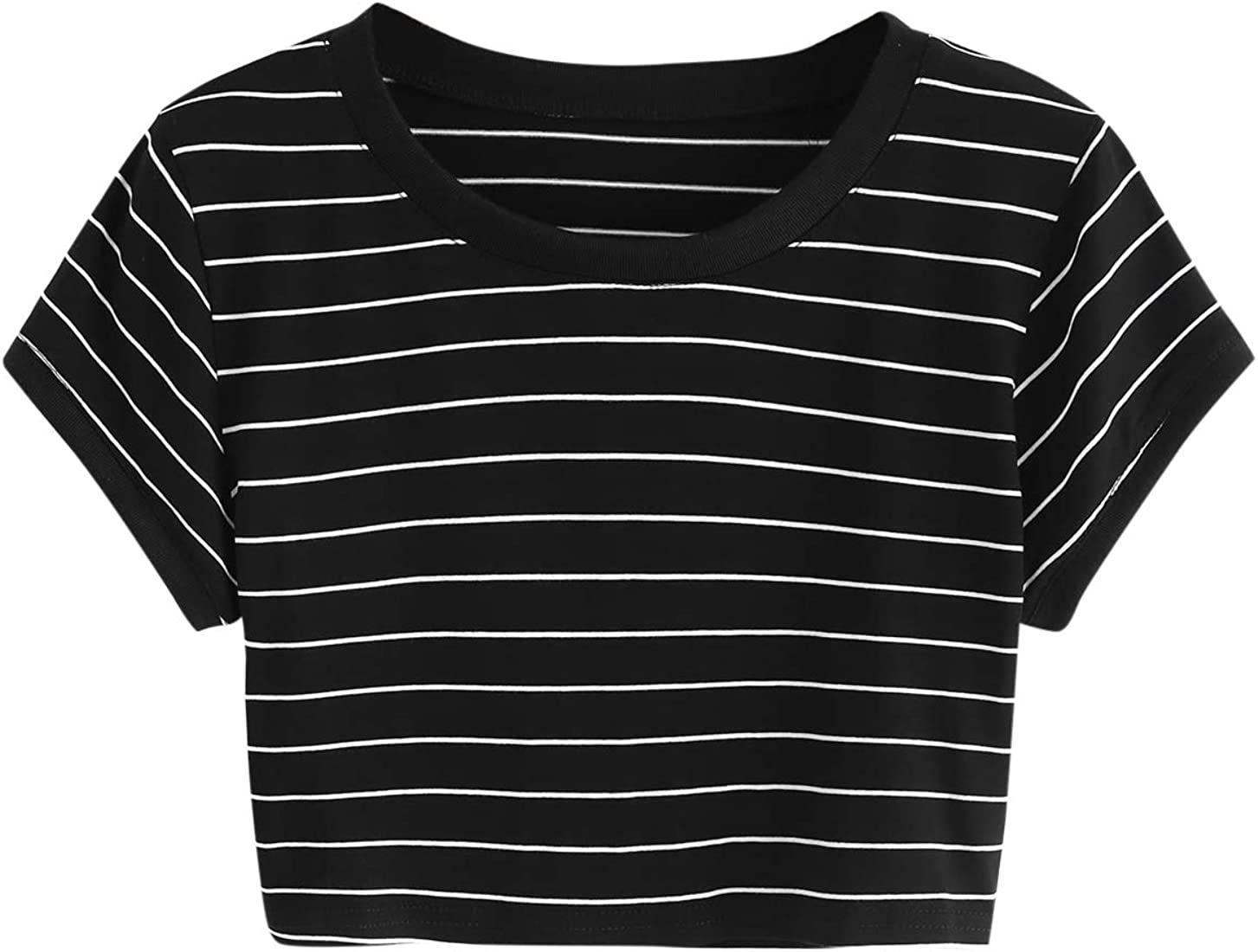 SweatyRocks Women's Striped Ringer Crop Top Summer Short Sleeve T-Shirts | Amazon (US)