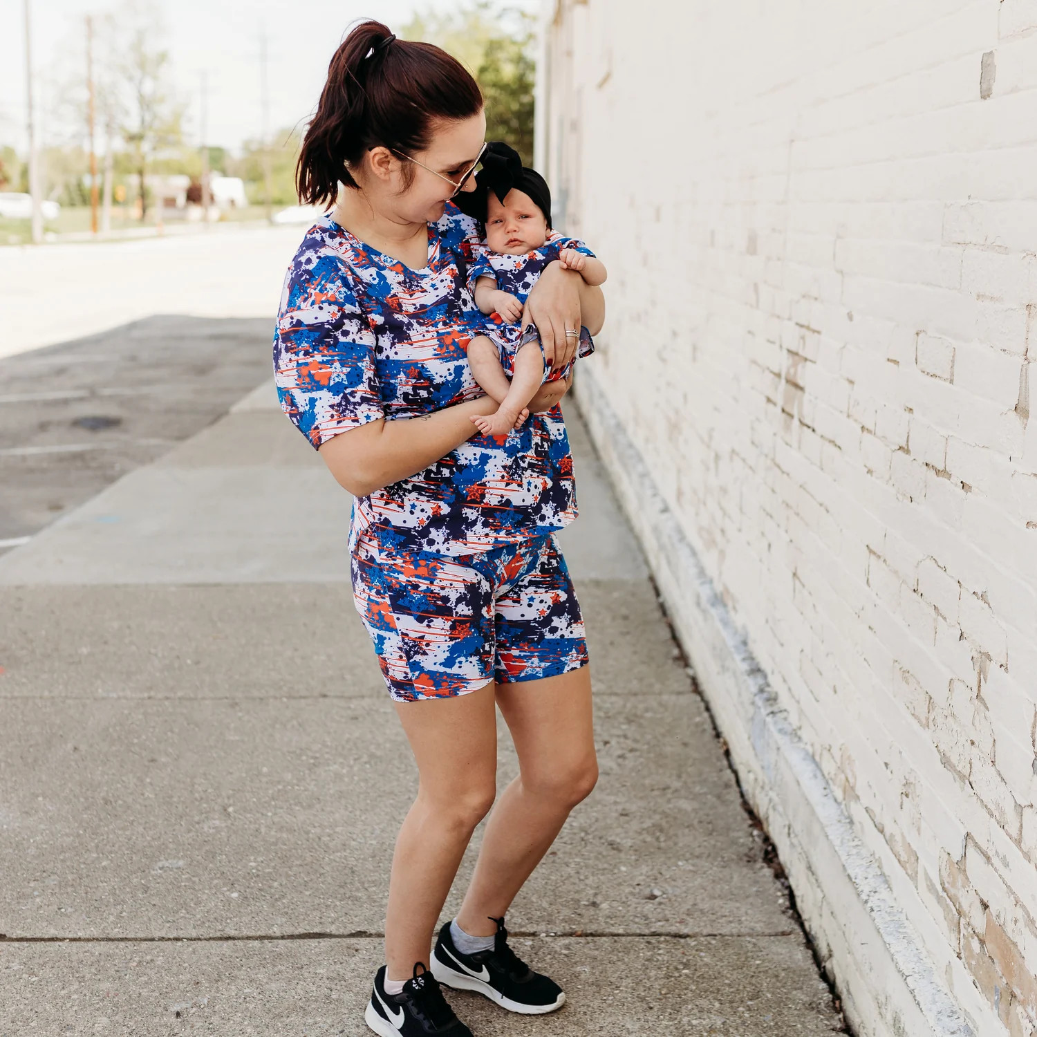 WOMANS BIKER SHORT SET- American Splatter | millie + roo