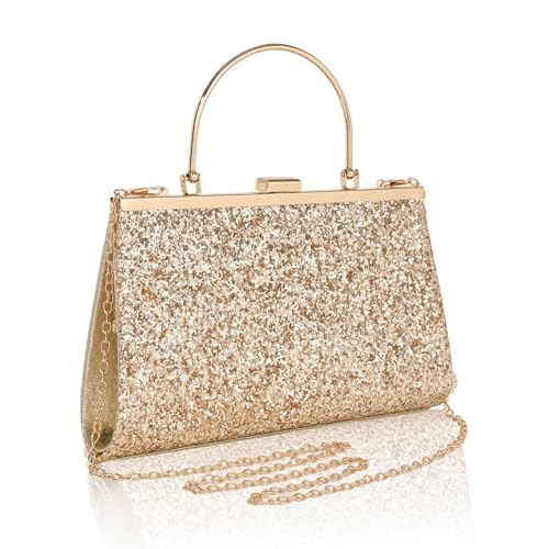 AIBAOWU Gold Clutch Purses for Womens Sparkly Large Evening Bag and Glitter Clutches Golden Handbag for Wedding, Prom, Party | Amazon (US)