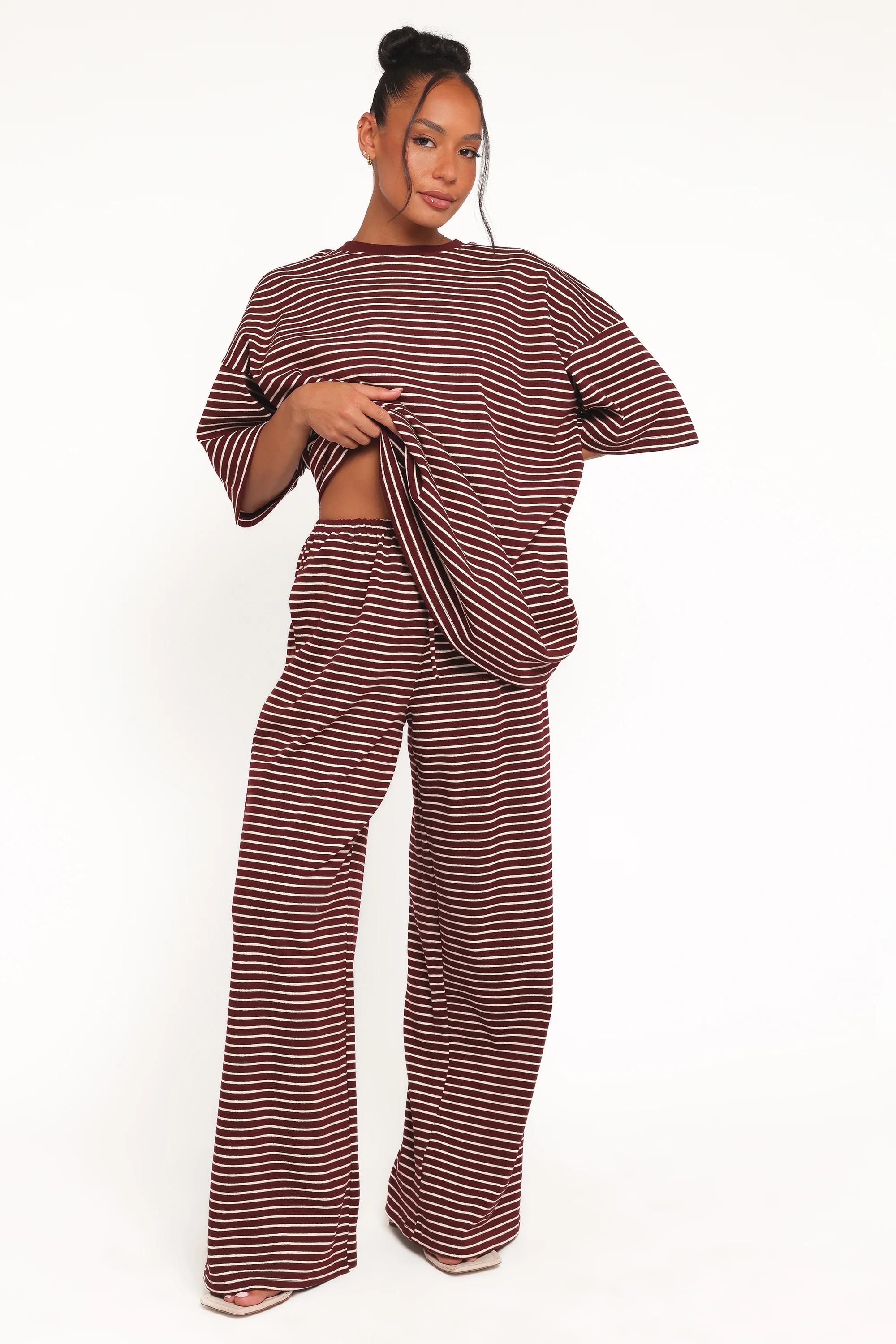 Wilda Knit Pant - Burgundy Cream Stripe | Petal & Pup (AU)