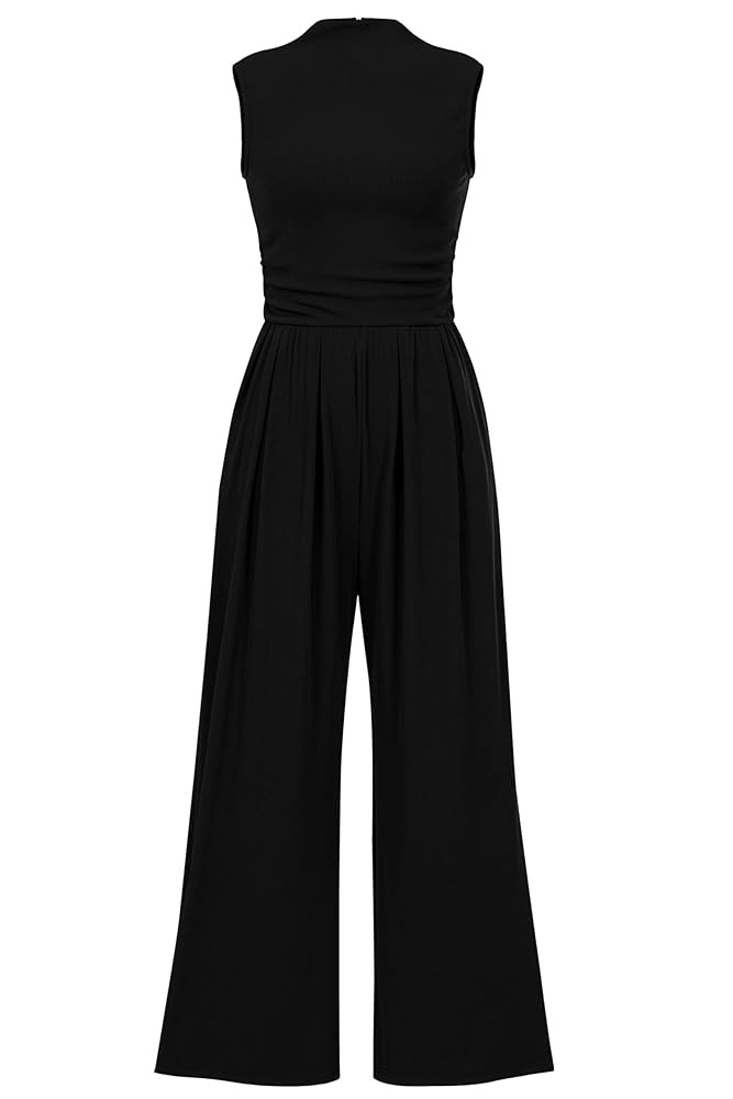 PRETTYGARDEN Womens Summer Jumpsuits Dressy Casual One Piece Outfits Sleeveless Mock Neck Wide Le... | Amazon (US)