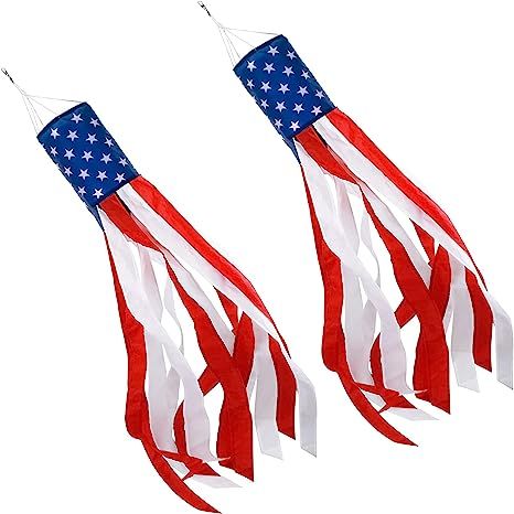 4th of July Decor,Set of 2 American Flag Windsock 60 Inch,Yard/Garden Clearance Outdoor Decoratio... | Amazon (US)
