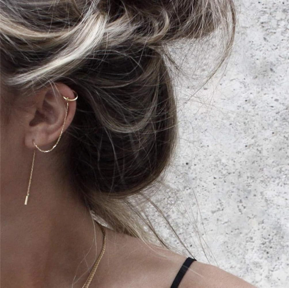 SLUYNZ 925 Sterling Silver Cuff Chain Earrings Wrap Tassel Earrings for Women Crawler Earrings | Amazon (US)