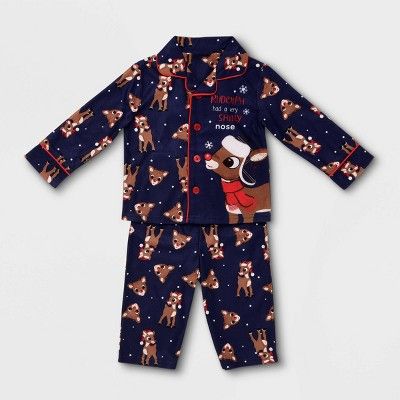 Toddler Boys' Rudolph the Red-Nosed Reindeer Pajama Set - Navy | Target