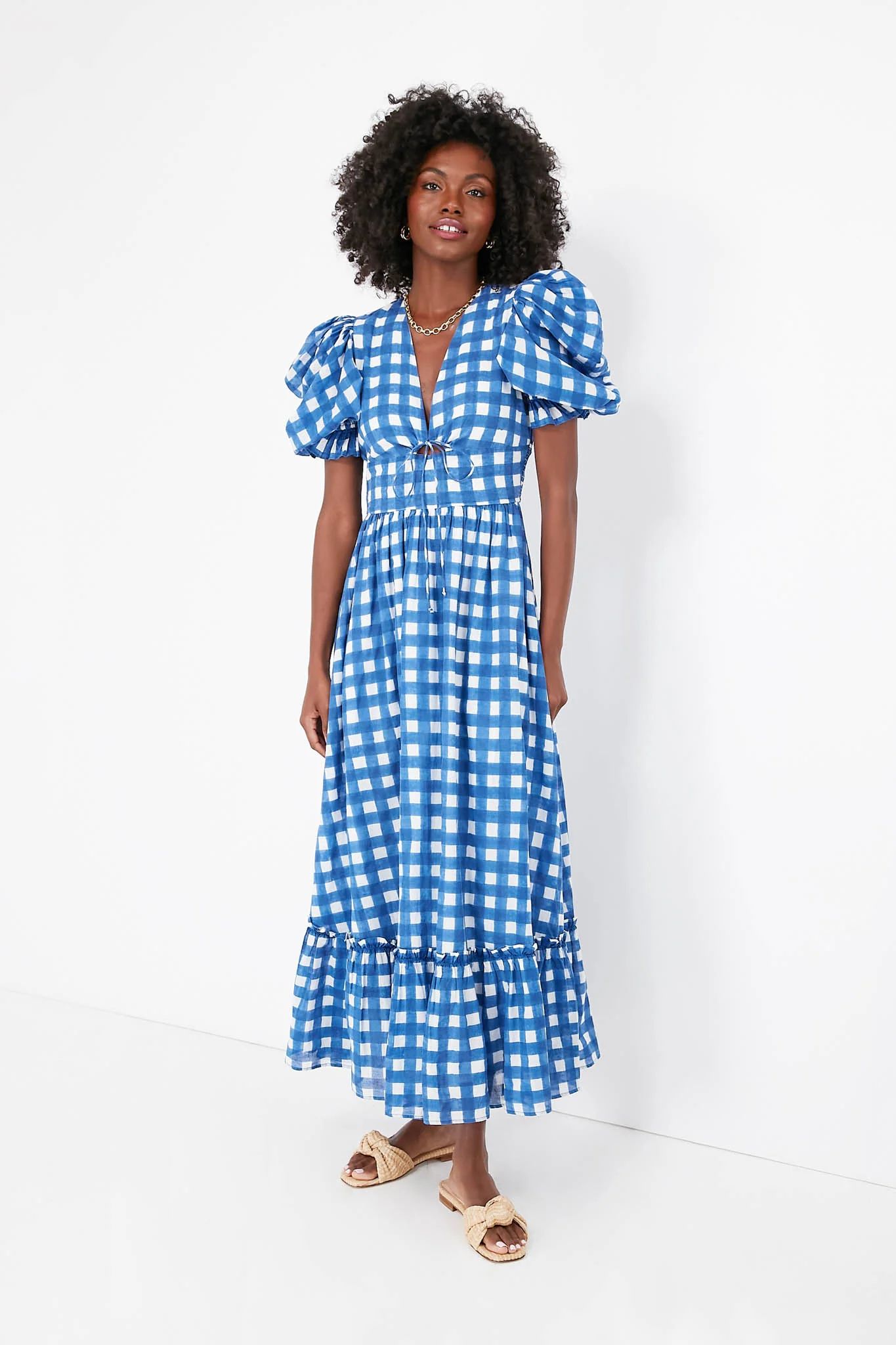 Painterly Gingham Morina Ankle Dress | Tuckernuck (US)