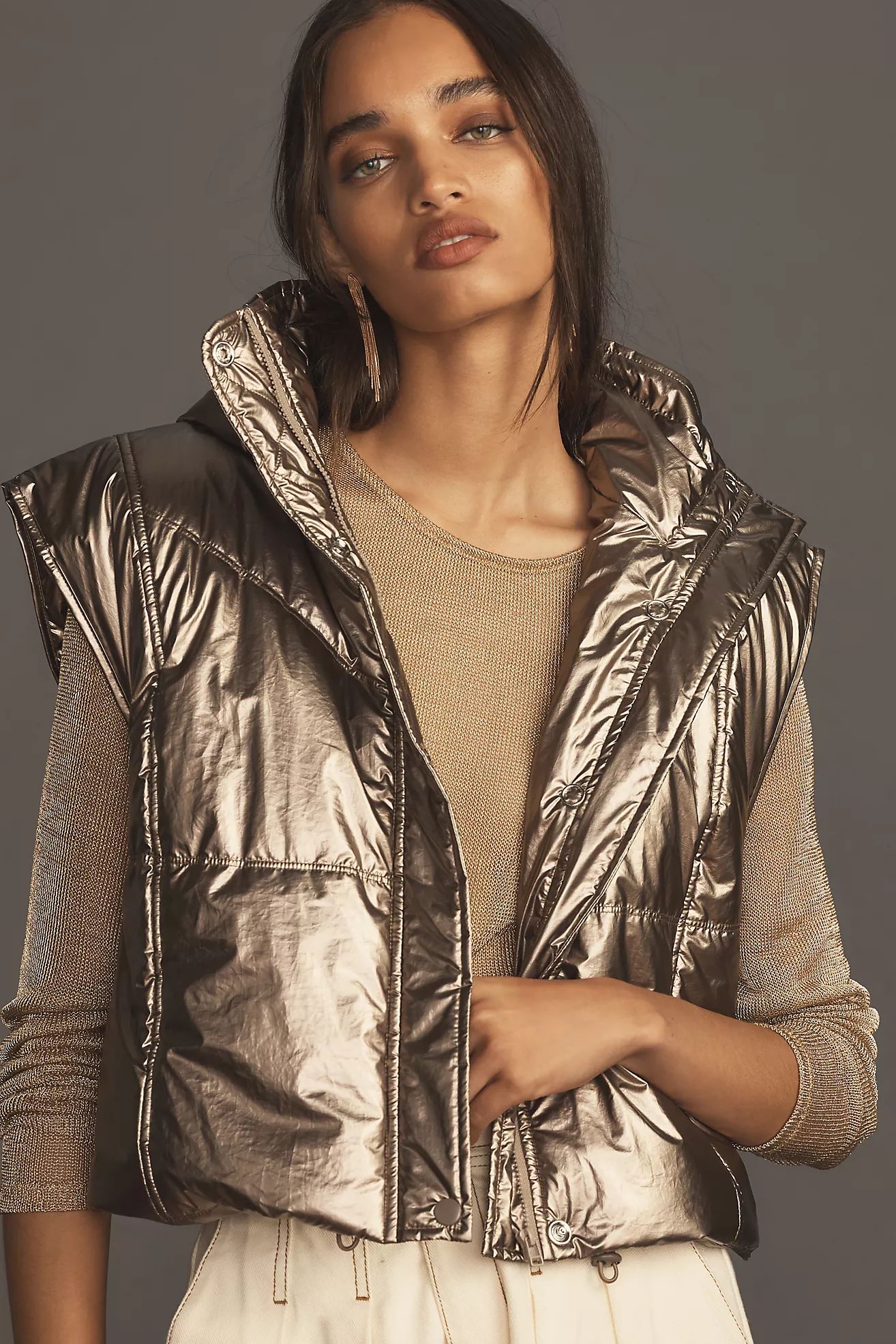 Daily Practice by Anthropologie Metallic Puffer Vest | Anthropologie (US)