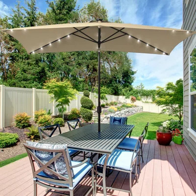 Mirela 120'' x 78'' Rectangular Lighted Market Umbrella | Wayfair North America