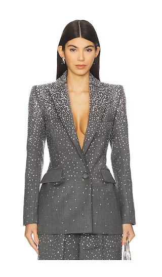 Crystal Embellished Fitted Blazer in Slate Grey | Revolve Clothing (Global)