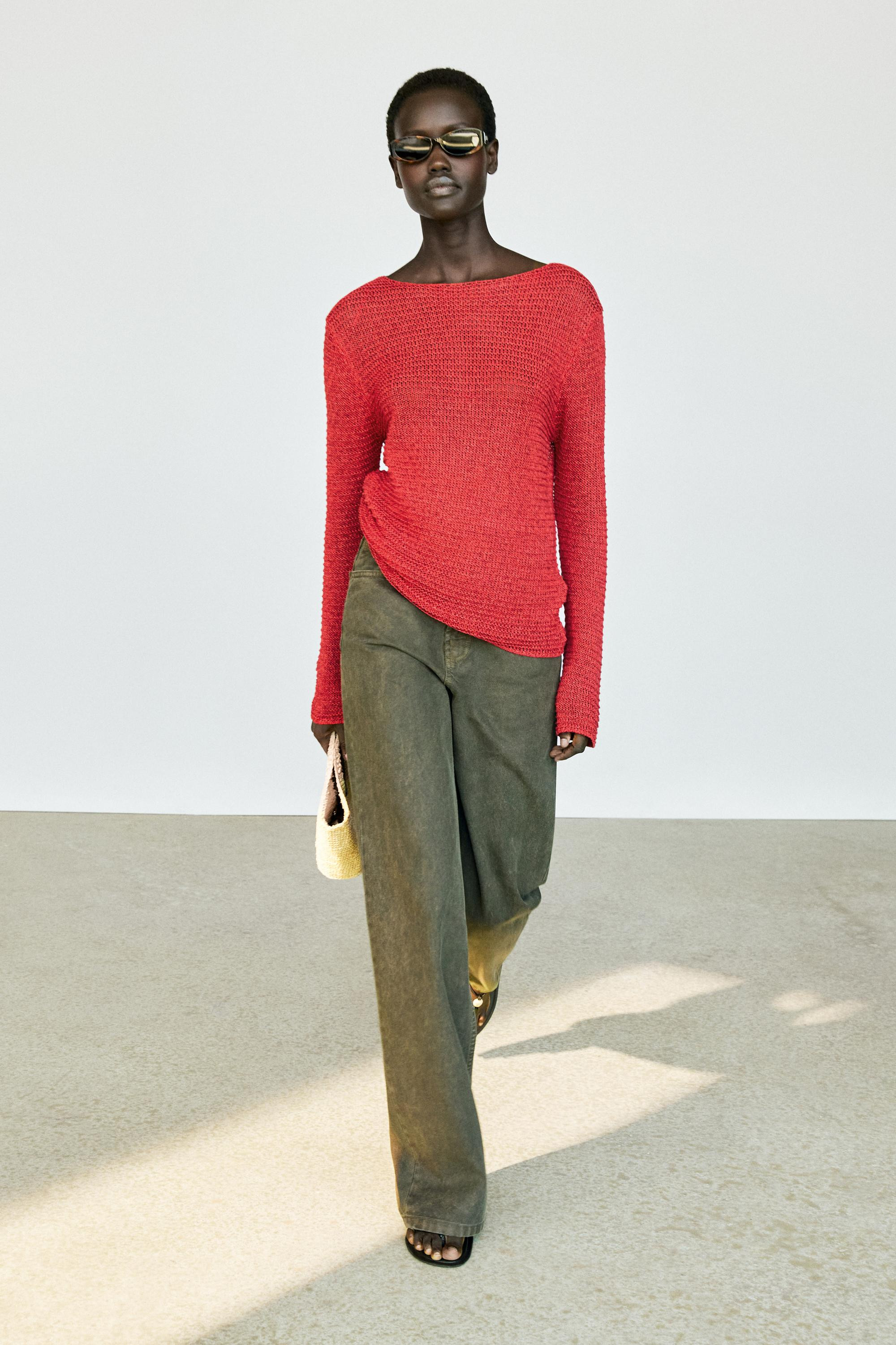 Boat neck knit sweater | Massimo Dutti UK
