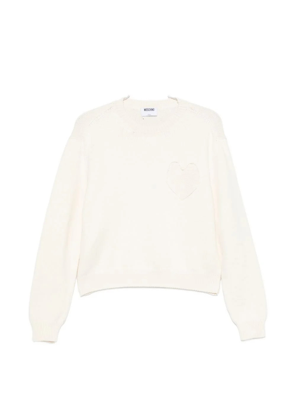 Ivory Knitted Sweater with Heart Motif | Shop Simon