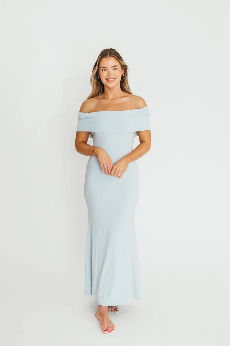 Monroe Maxi Dress in Blue - Bump Friendly | Worth Collective