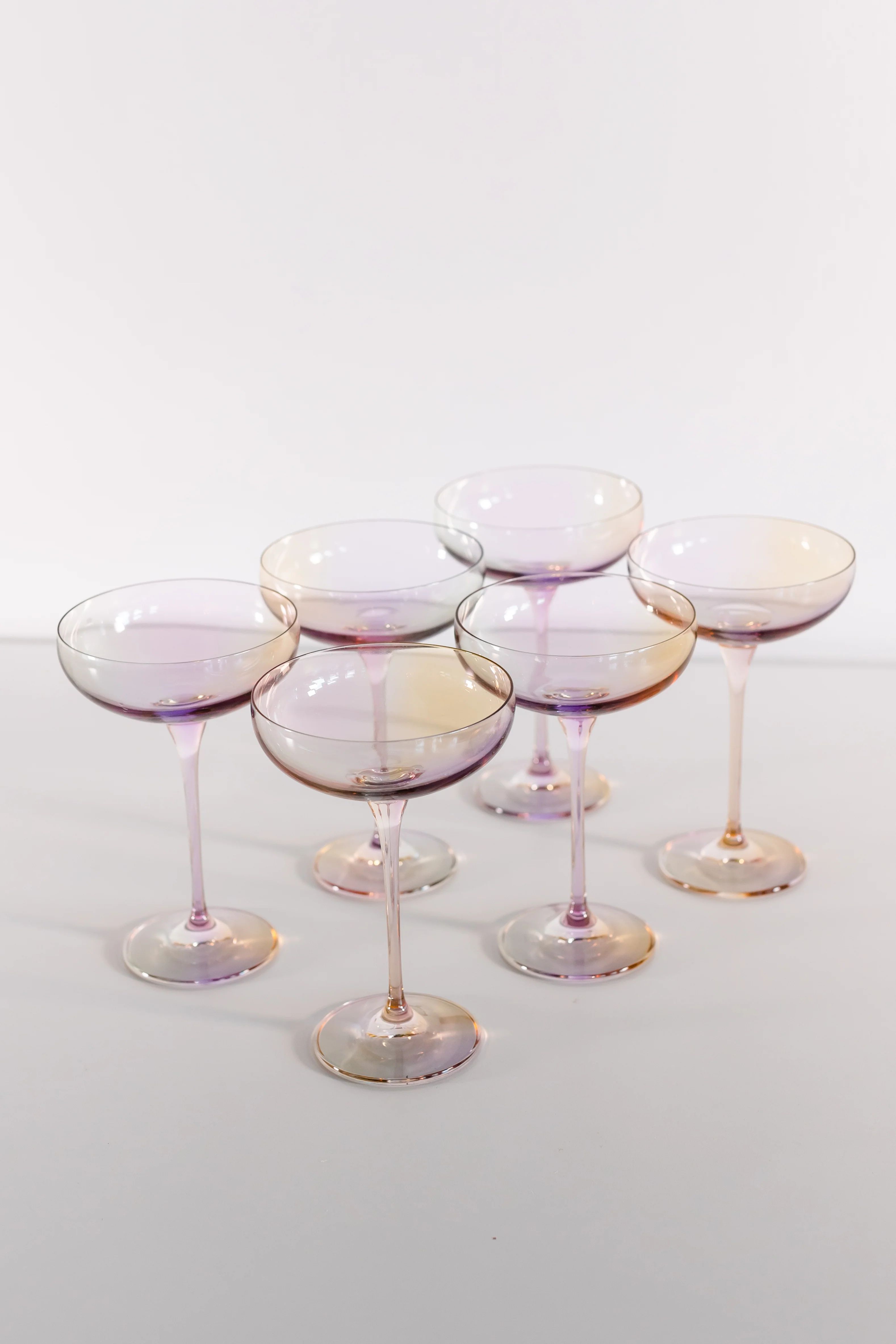 Estelle Colored Champagne Coupe Stemware - Set of 6 {Iridescent} | Estelle Colored Glass