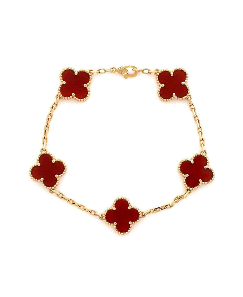 Pre-Owned Van Cleef & Arpels Vintage Alhambra 5 Motifs Bracelet 18K Gold and Carnelian | Bloomingdale's (US)