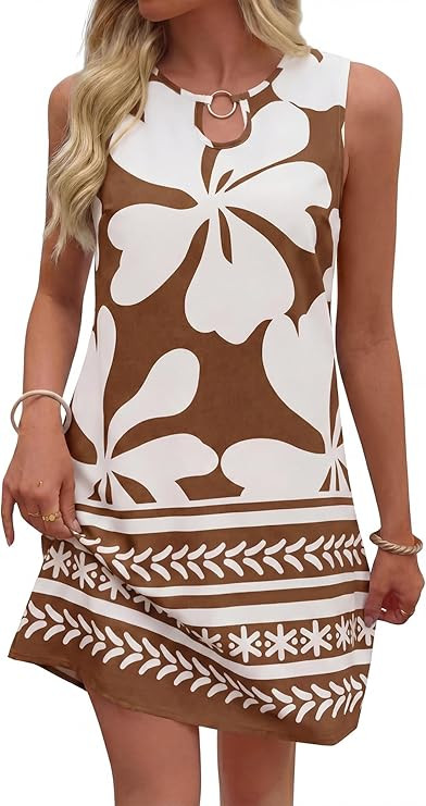 BTFBM Women's Summer Boho Floral Mini Dress 2026 Sleeveless Tank Sun Dress For Beach Vacation Cas... | Amazon (US)