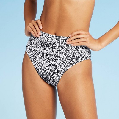 Juniors' Ribbed Cheeky High Leg High Waist Bikini Bottom - Xhilaration™ Snake Print | Target
