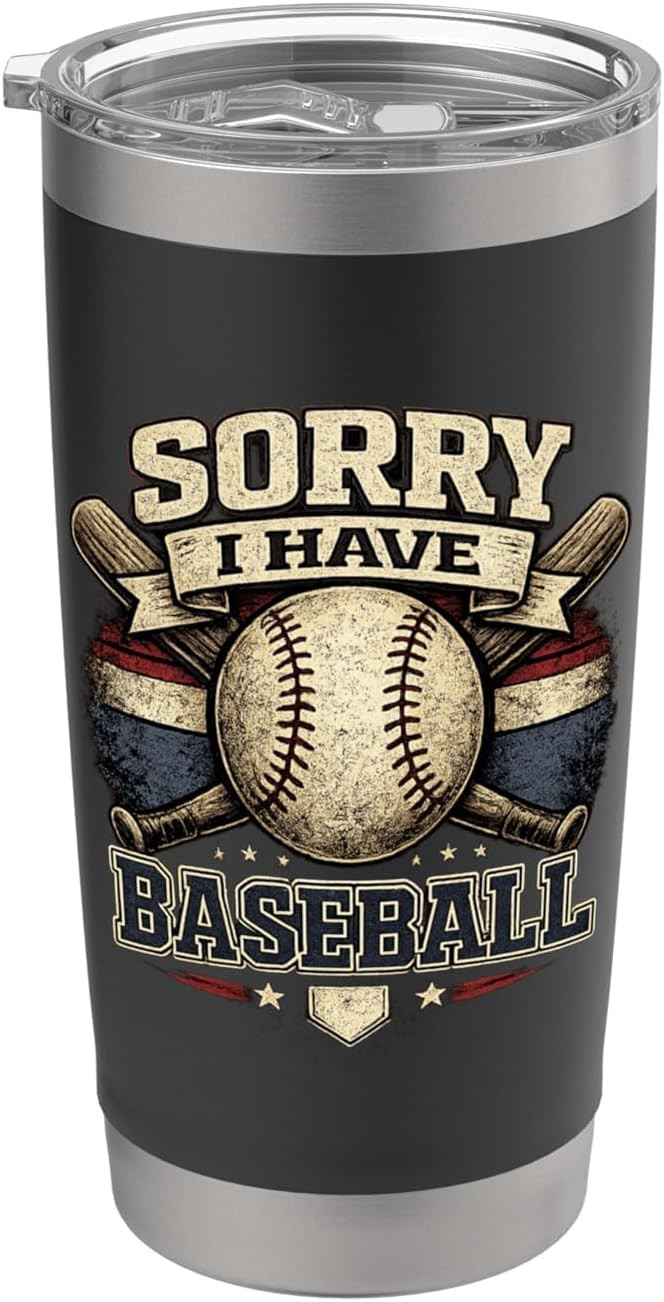 Sorry I Have Baseball Vintage Retro Graphic Stainless Steel Insulated Tumbler | Amazon (US)