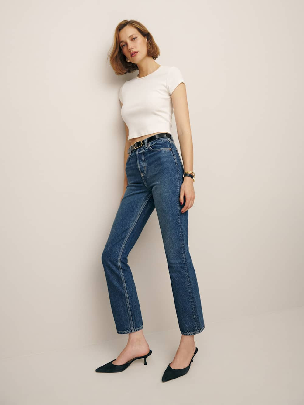 Cynthia High Rise Straight Cropped Jeans | Reformation (Global)