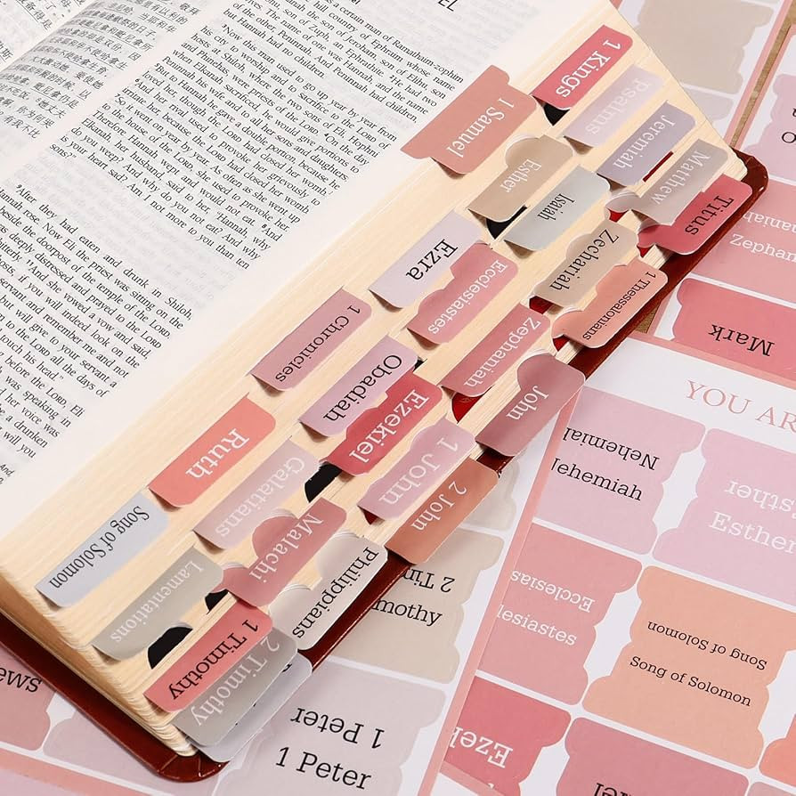 90 Pieces Pink Bible Tabs for Women, Cute Laminated Large Print Bible Bookmarks Index Tabs Study ... | Amazon (US)