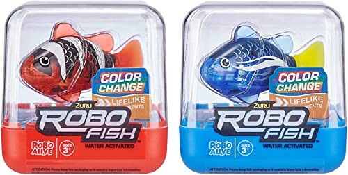 Robo Alive Robo Fish Robotic Swimming Fish (Blue + Red 2 Pack) by ZURU Water Activated, Changes Color, Comes with Batteries, Amazon Exclusive - Blue + Red (2 Pack) | Amazon (US)