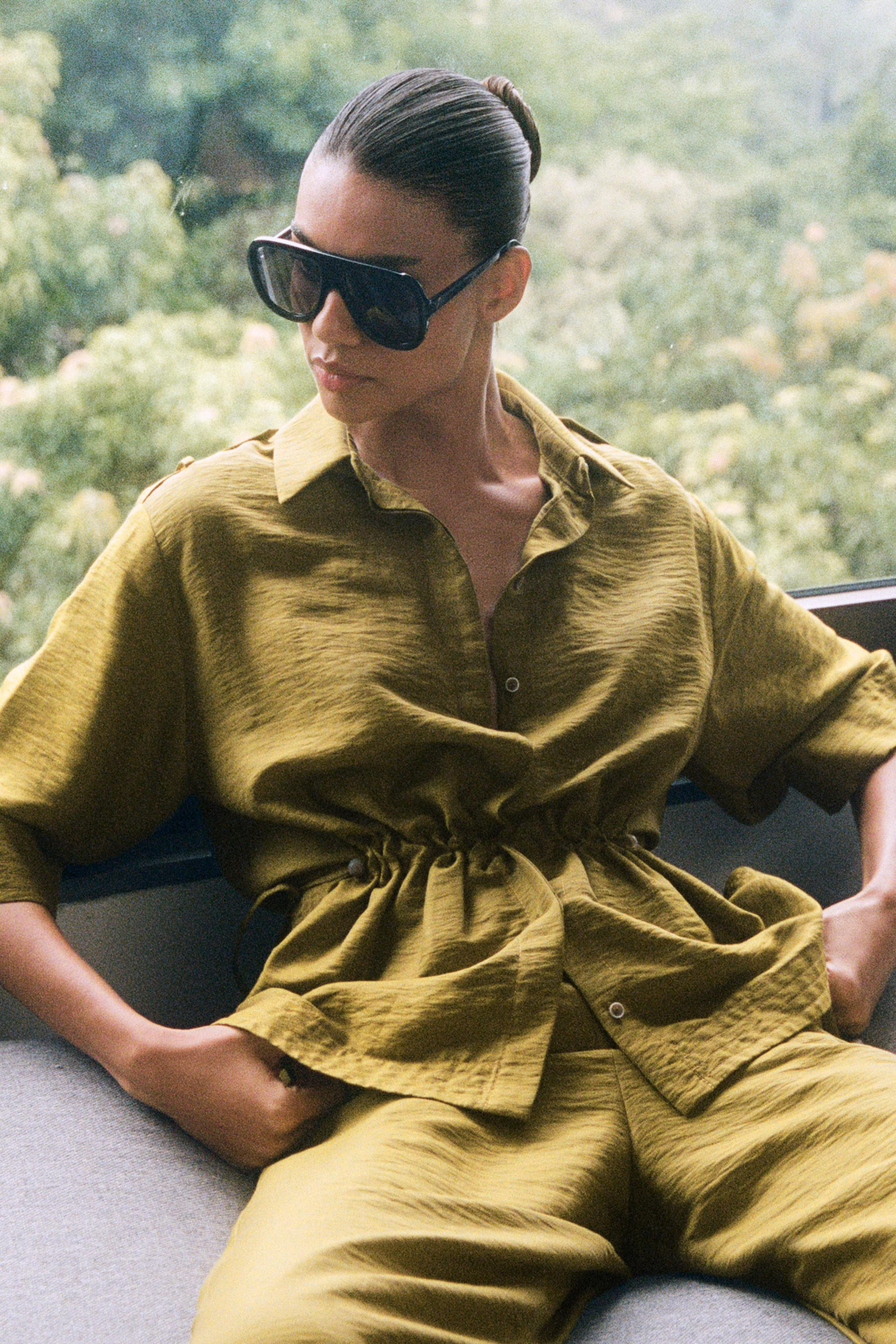 LINEN BLEND SAFARI SHIRT WITH TIES SET | Zara US