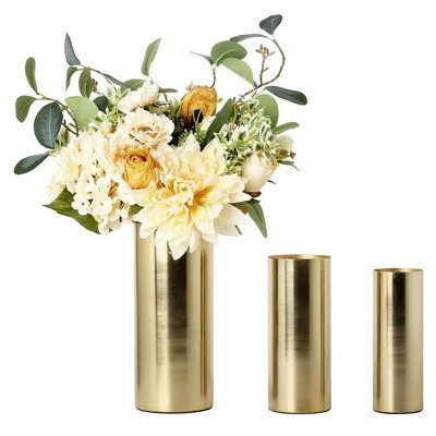 3 Piece Gesemyer Gold Metal Table Vase Set | Wayfair North America