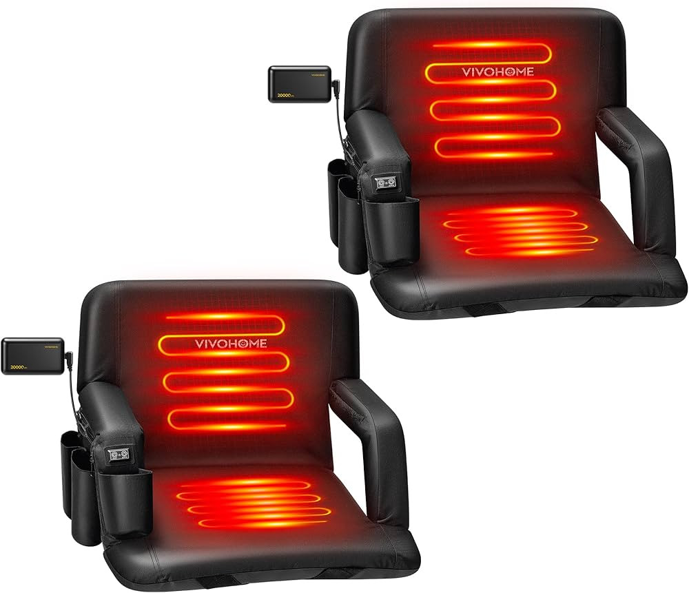VIVOHOME Heated Stadium Seats with 20000mAh Power Bank, 2 Pack Bleacher Chairs with 12V 20W PD Fa... | Amazon (US)