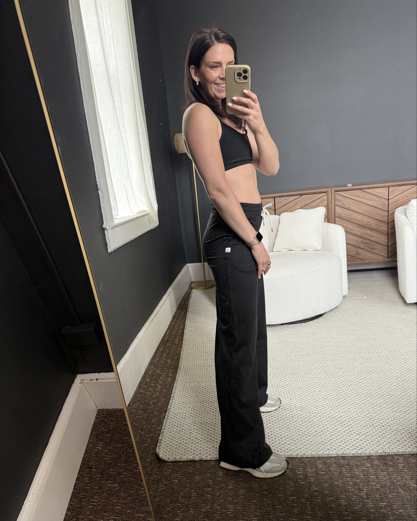 The Vuori wide leg pants that you’ll never want to take off! They come in regular, short and tall length with the creamiest fabric. Yes they are wide leg, but they are extremely flattering and don’t give that “lazy baggy sweatpants” look but definitely feel that comfortable. 

Paired with my favorite crewneck of all time and a double lined sports bra that feels like you’re wearing nothing.

#LTKActive