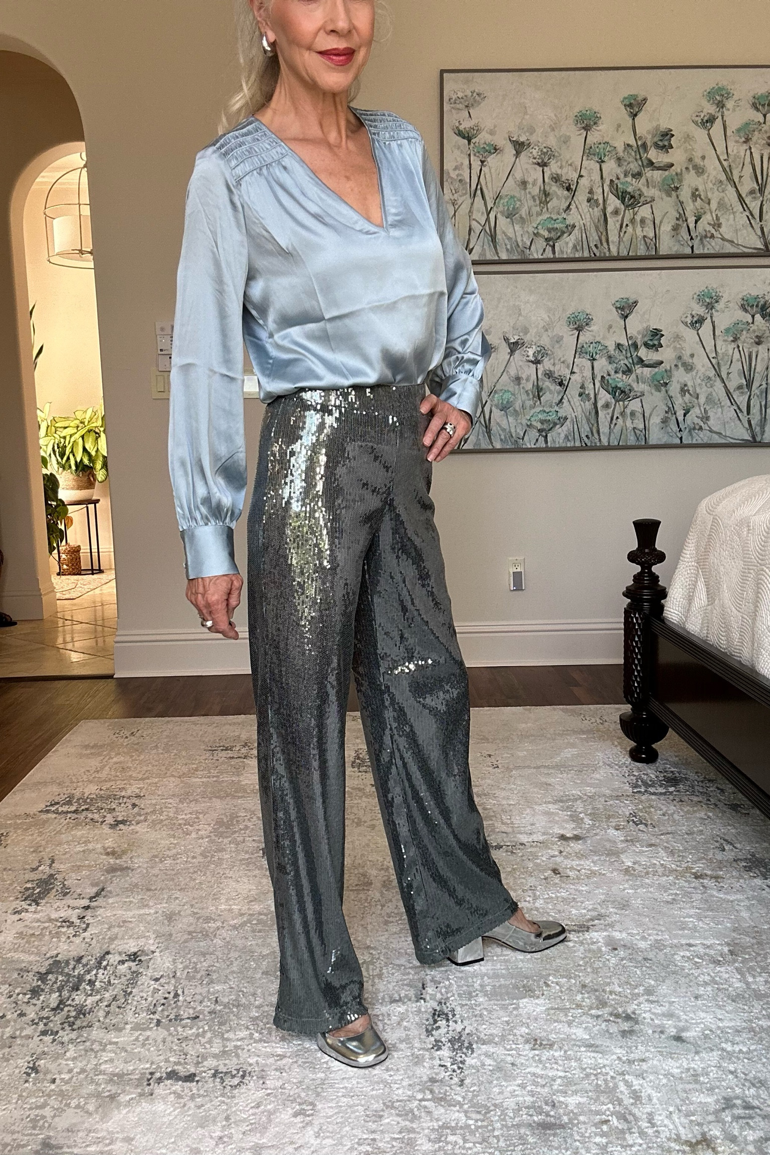 Sparkle and shine your way through the holidays with these fabulous flat front wide leg sequin pants… and they won’t break the bank… pair them with a satin or cashmere top..and a fabulous pair of silver shoes!! #LTKholidaylooks #LTKfashiontrends #over50 #mystyle

#LTKfindsunder100 #LTKstyletip #LTKHolidaySale