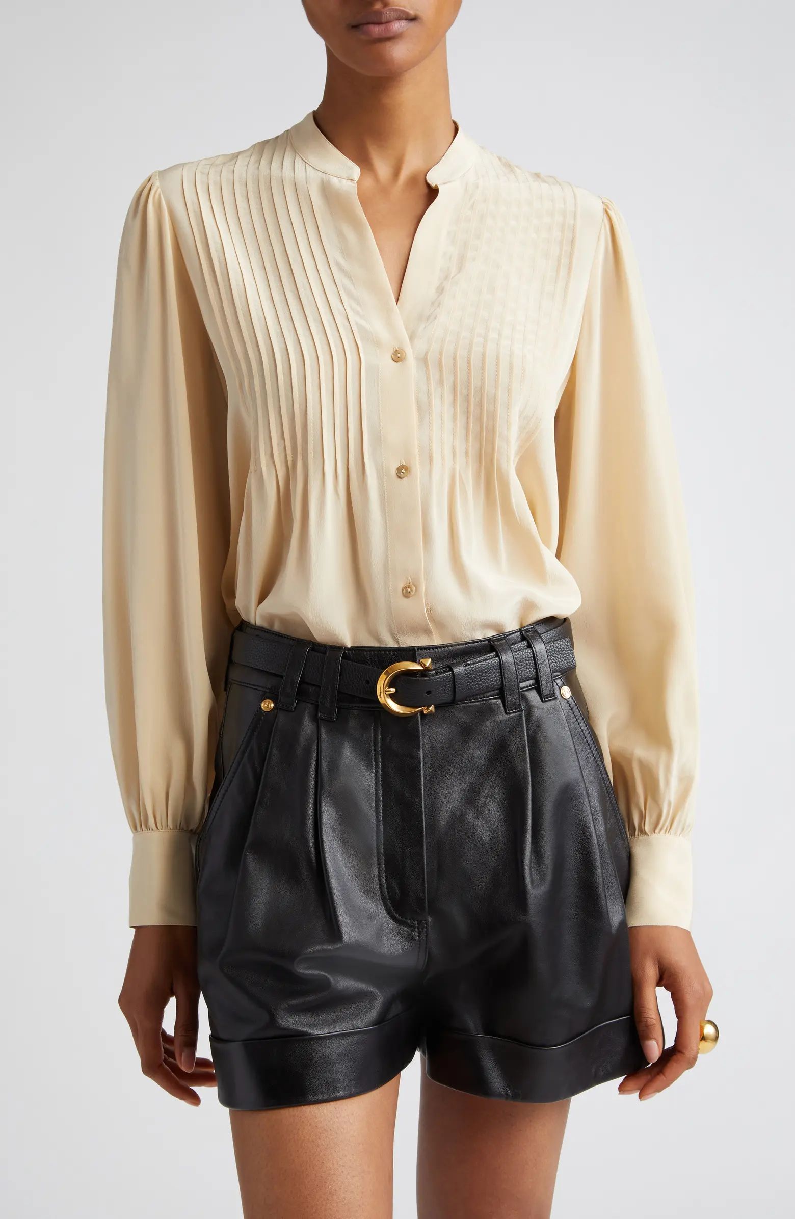 L'AGENCE Mirage Pintuck Silk Shirt | Nordstrom | Nordstrom