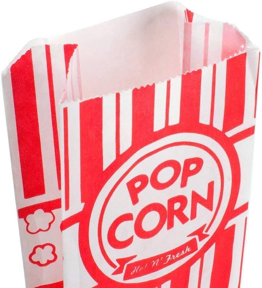 Carnival King Paper Popcorn Bags, Red/White, 100 Count (Pack of 1) | Amazon (US)