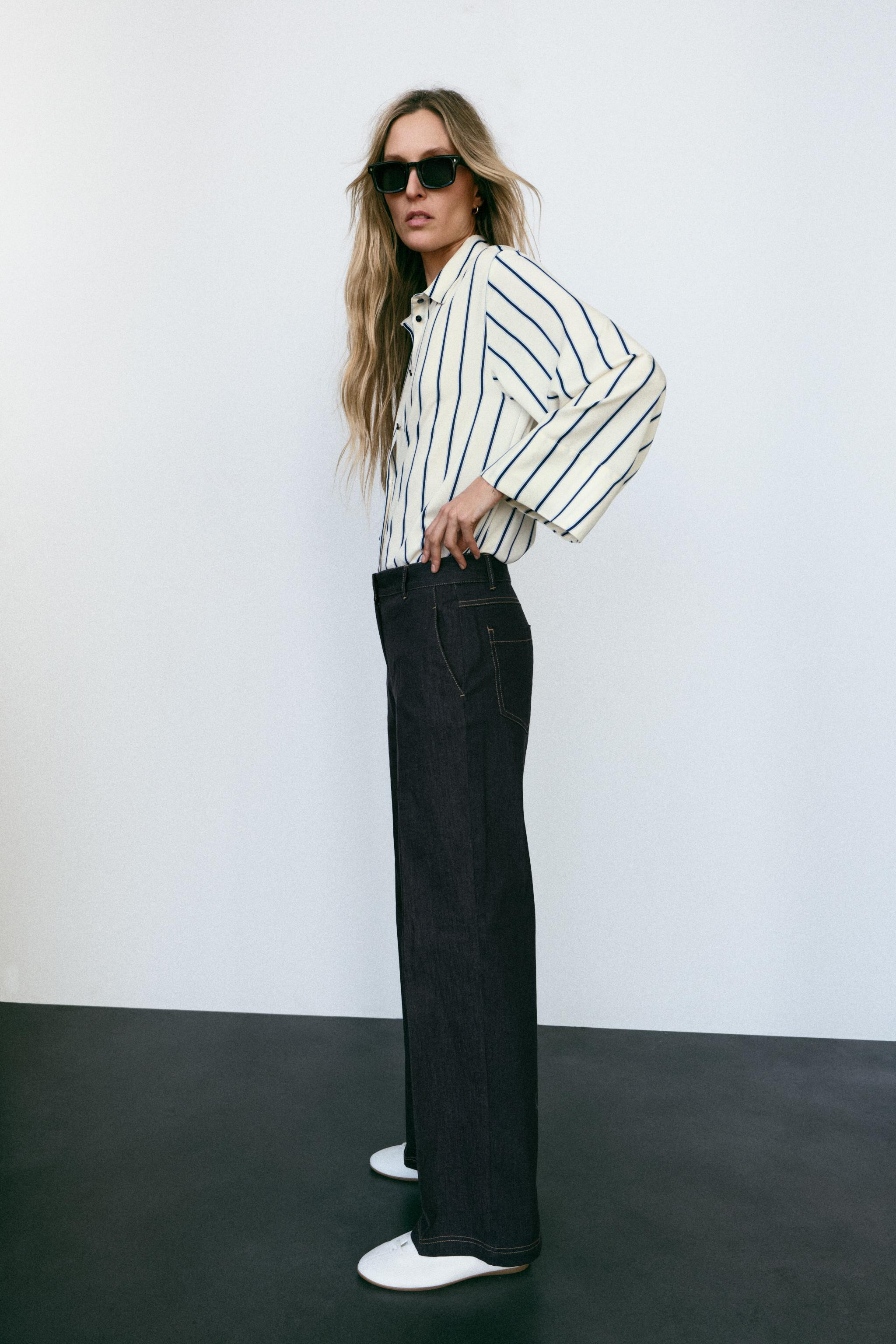 WIDE SLEEVE STRIPED BLOUSE | Zara US
