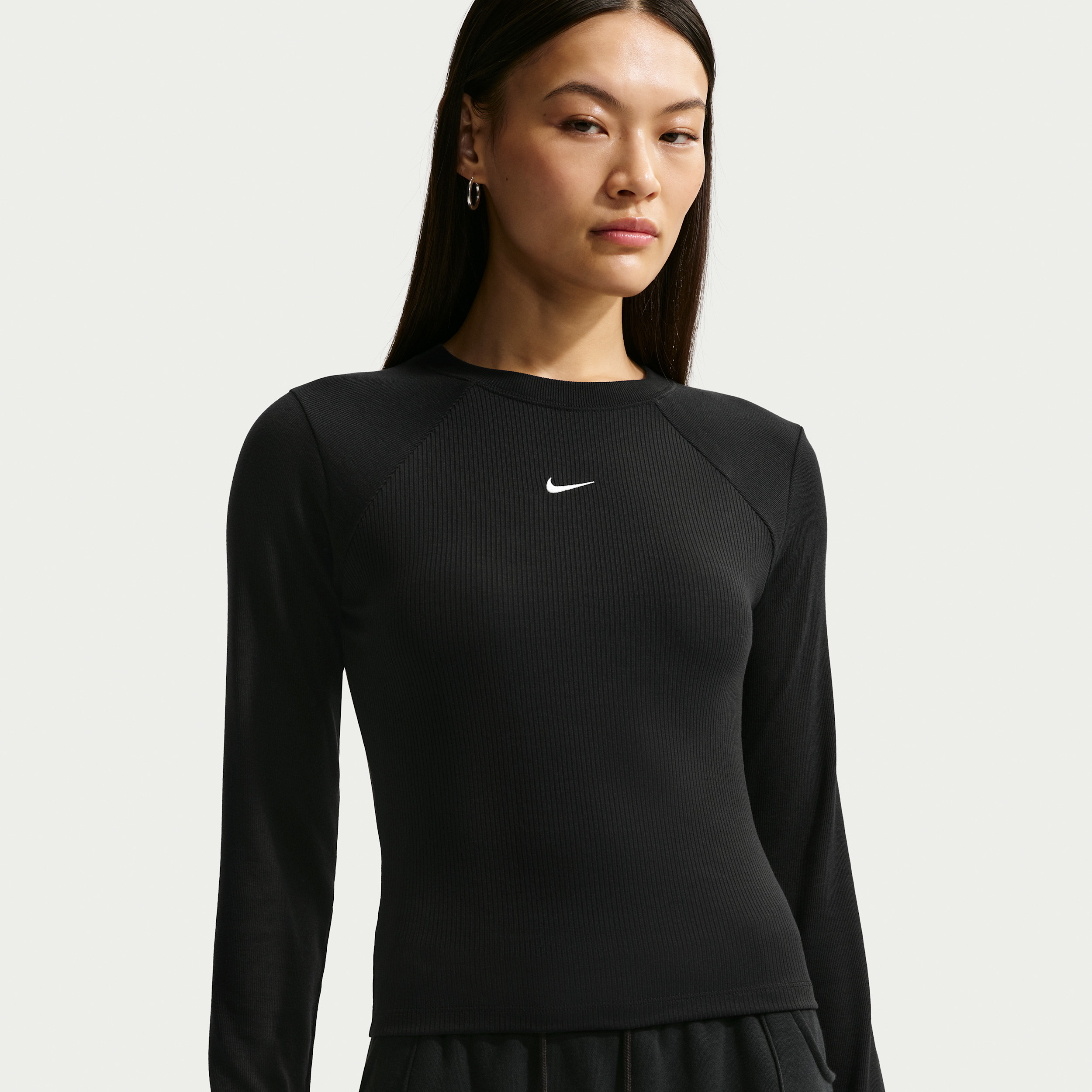 Women's Nike Sportswear Chill Knit Tight Long-Sleeve Ribbed Top in Black | IF0236-010 | Nike (US)